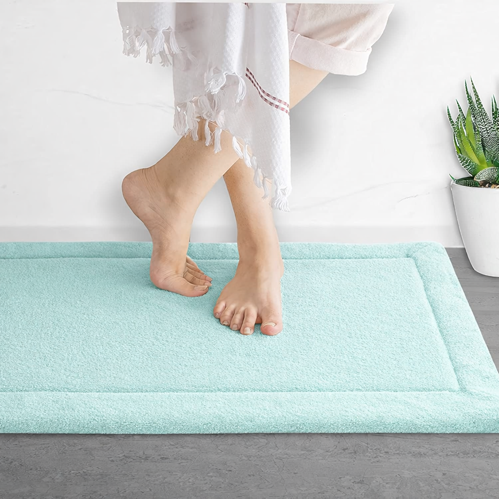 Sea Green Memory Foam All-Purpose Super Soft Anti-Slip Bath Mat, Machine Washable (Green, 40x60 cm)