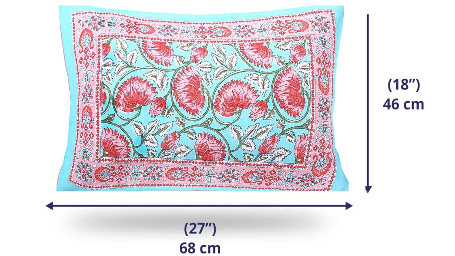 Turquoise Glow Cotton Pillow Cover Set of 2 (17x28 in)