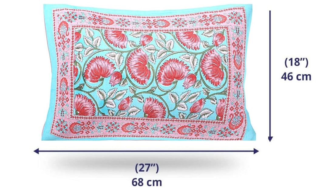Turquoise Glow Cotton Pillow Cover Set of 2 (17x28 in)