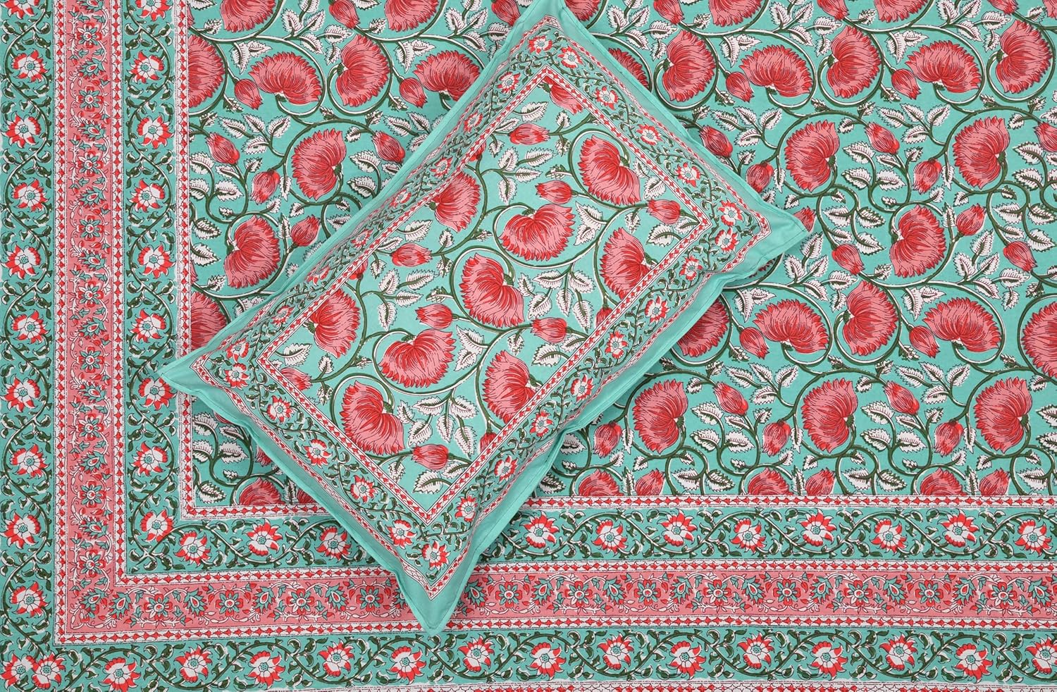 Turquoise Glow Cotton Pillow Cover Set of 2 (17x28 in)