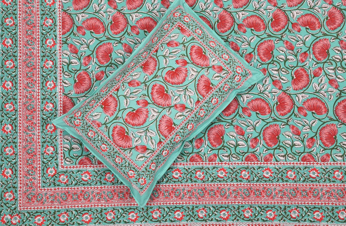 Turquoise Glow Cotton Pillow Cover Set of 2 (17x28 in)