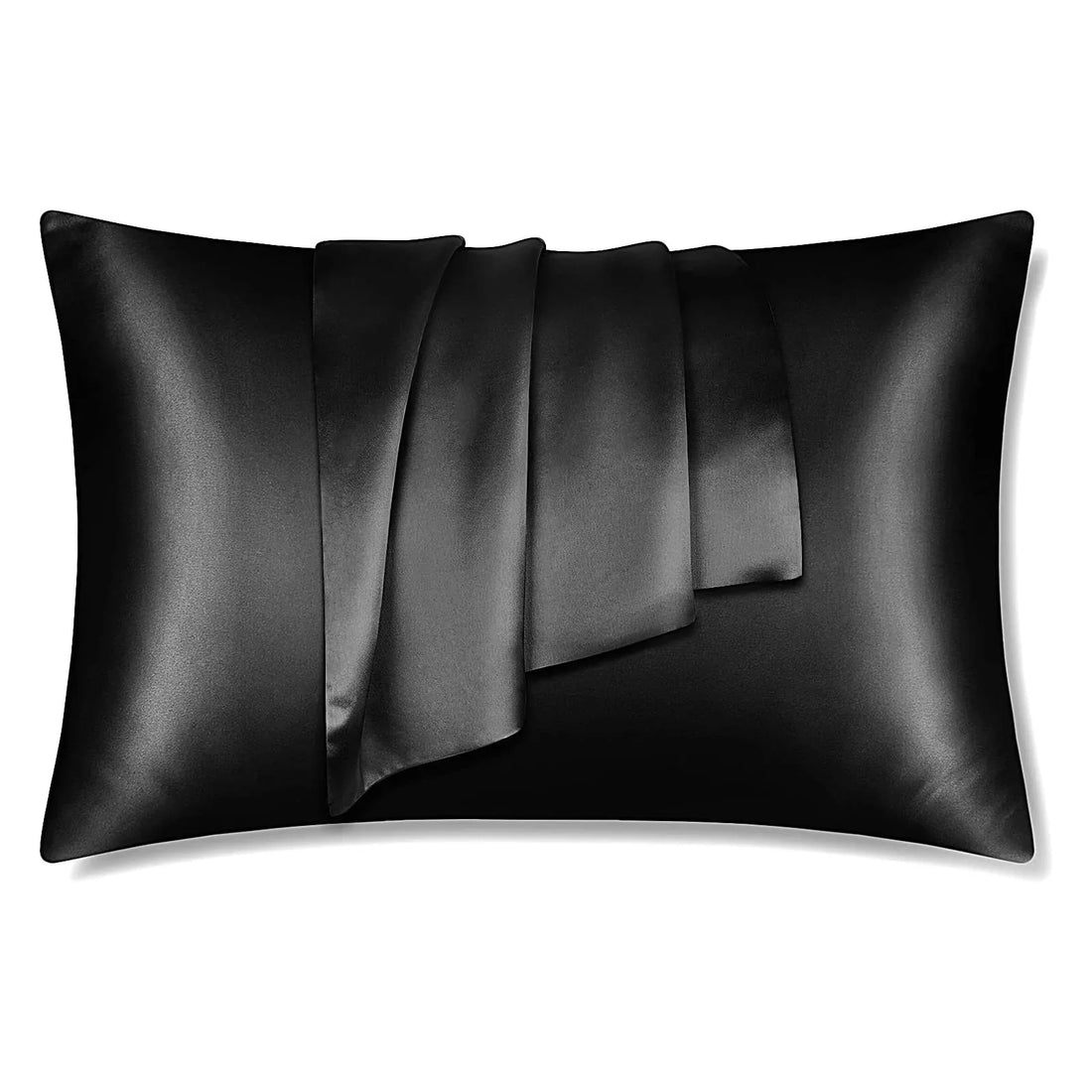 Crown Black Satin Pillow Cover Set of 2 (20x30 in)