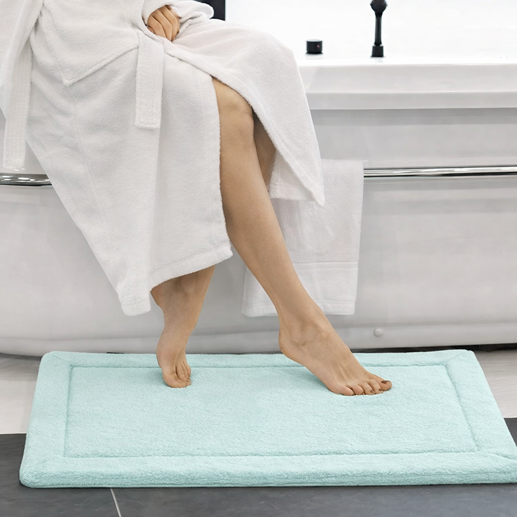 Sea Green Memory Foam All-Purpose Super Soft Anti-Slip Bath Mat, Machine Washable (Green, 40x60 cm)