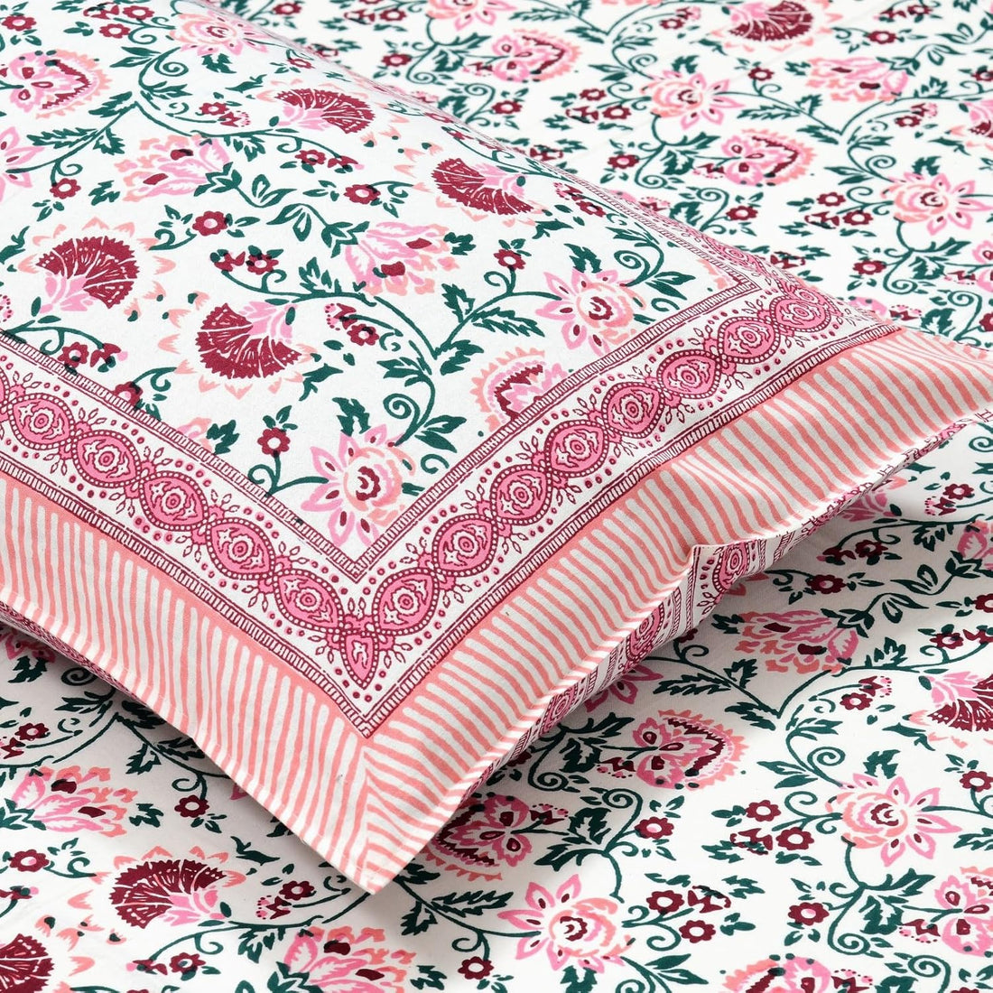 Pink Shalimar Glow Cotton Pillow Cover Set of 2 (17x28 in)