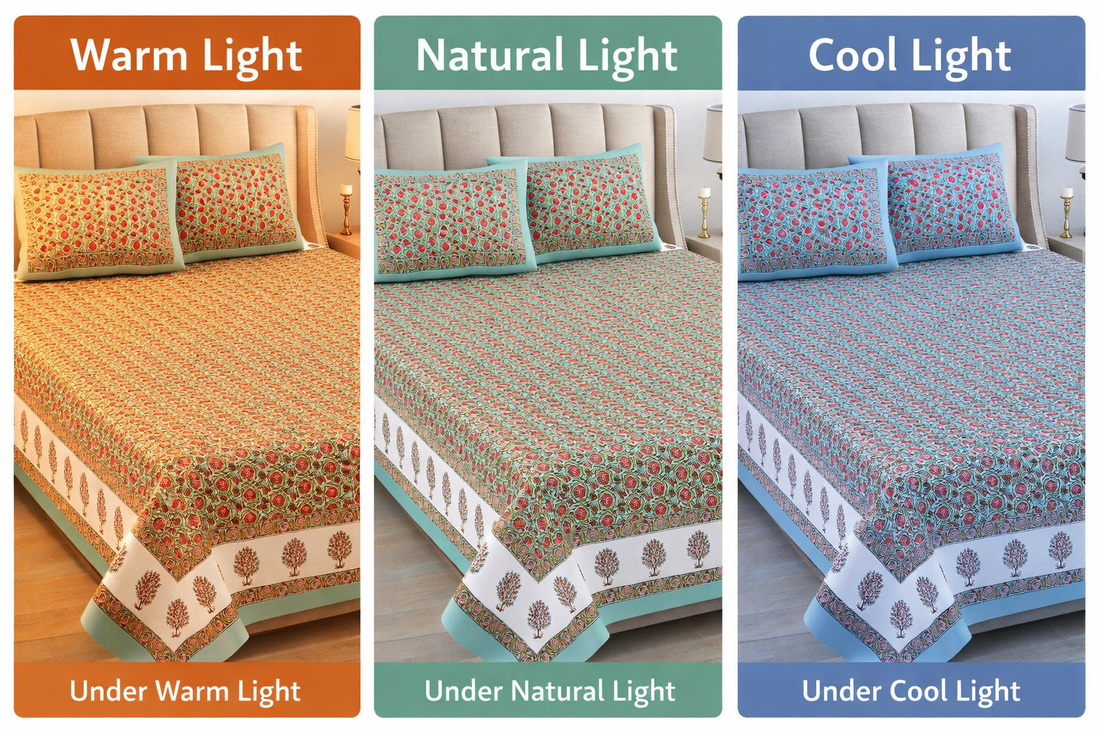 Gulabi Buta Hand Block Printed Cotton King Bedsheet Set | 90×108 | 240 TC