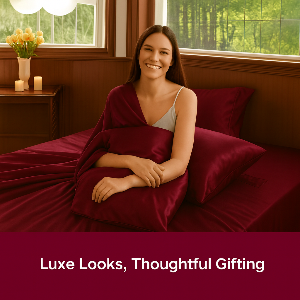 Duke's Wine Luxury Cotton Satin King Size Bedsheet 90x108 Inches with 2 Pillow Covers 20x30 Inches | Soft, Glossy & Elegant | Solid Finish