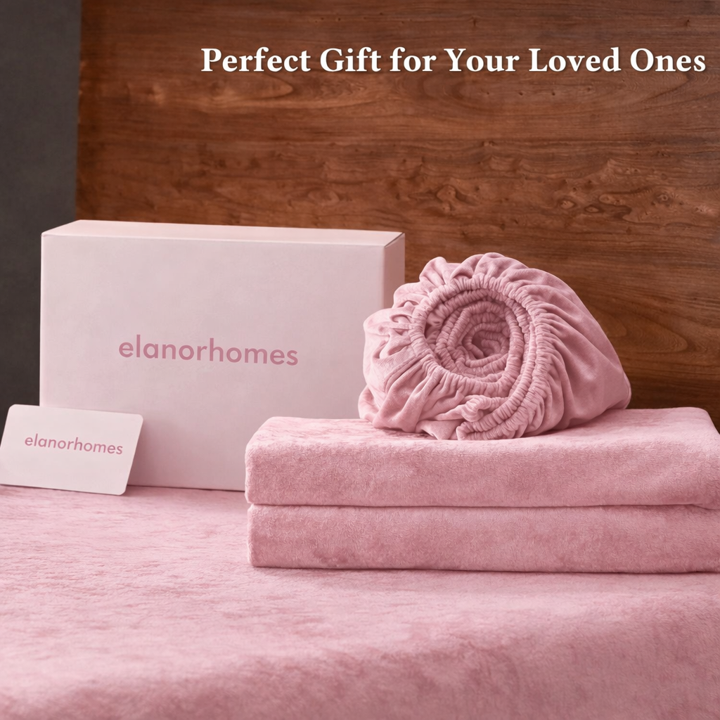 Blush Warmth Flannel Elastic Fitted King Bedsheet (78×72×8 Inch) with 2 Pillow Covers (18×28 Inch) | Soft & Cozy Winter Bedding