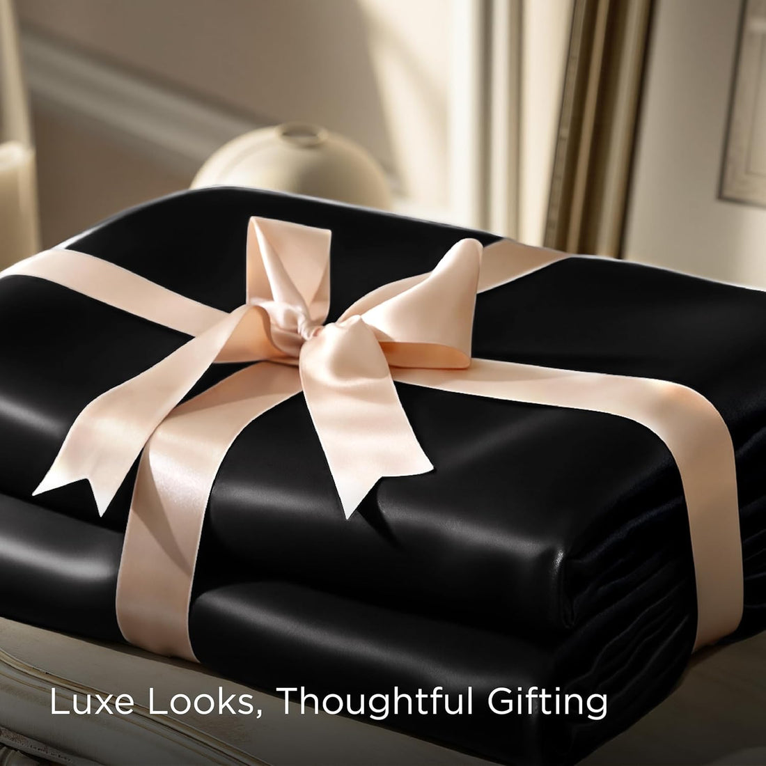Crown Black Luxury Cotton Satin King Size Bedsheet 90x108 Inches with 2 Pillow Covers 20x30 Inches | Soft, Glossy & Elegant | Solid Finish