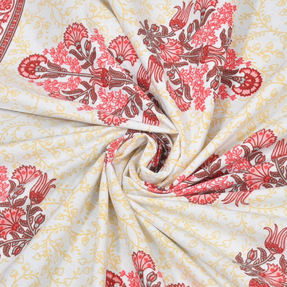 Fulwari Red Fulwari Printed Base Hand Block Printed Cotton Single Bedsheet | 60x90 inches