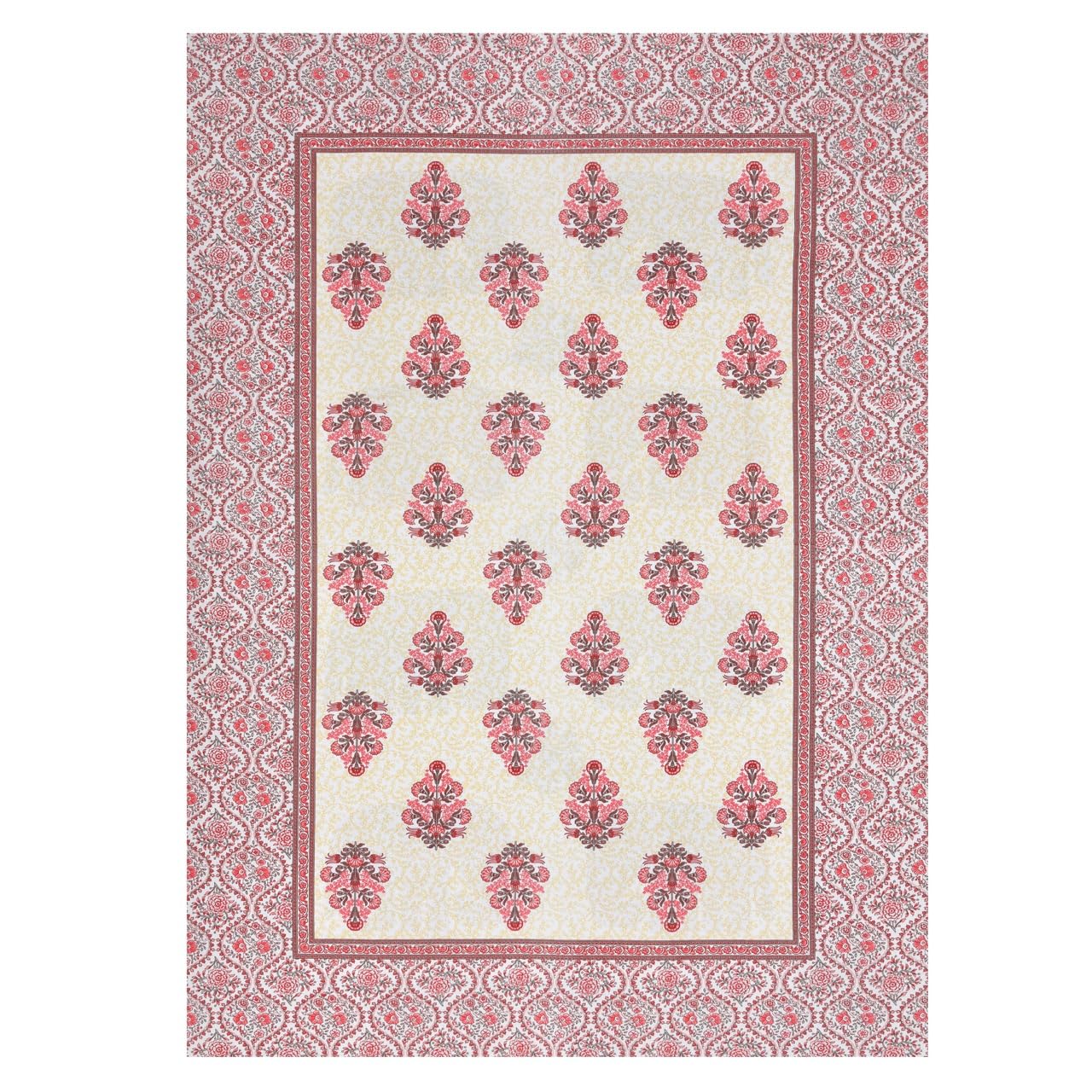 Fulwari Red Fulwari Printed Base Hand Block Printed Cotton Single Bedsheet | 60x90 inches