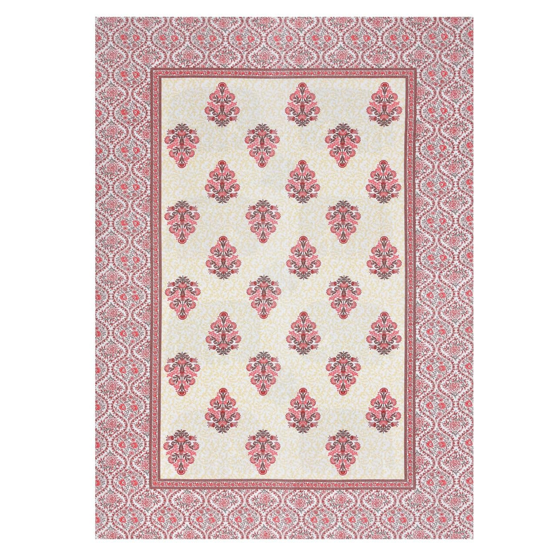 Fulwari Red Fulwari Printed Base Hand Block Printed Cotton Single Bedsheet | 60x90 inches