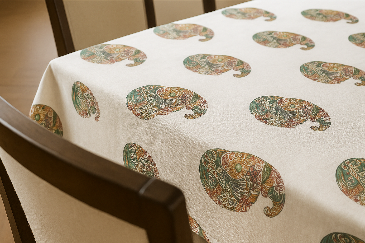 Multi paisley Hand Block Printed Cotton Table Cover I 6 Seater