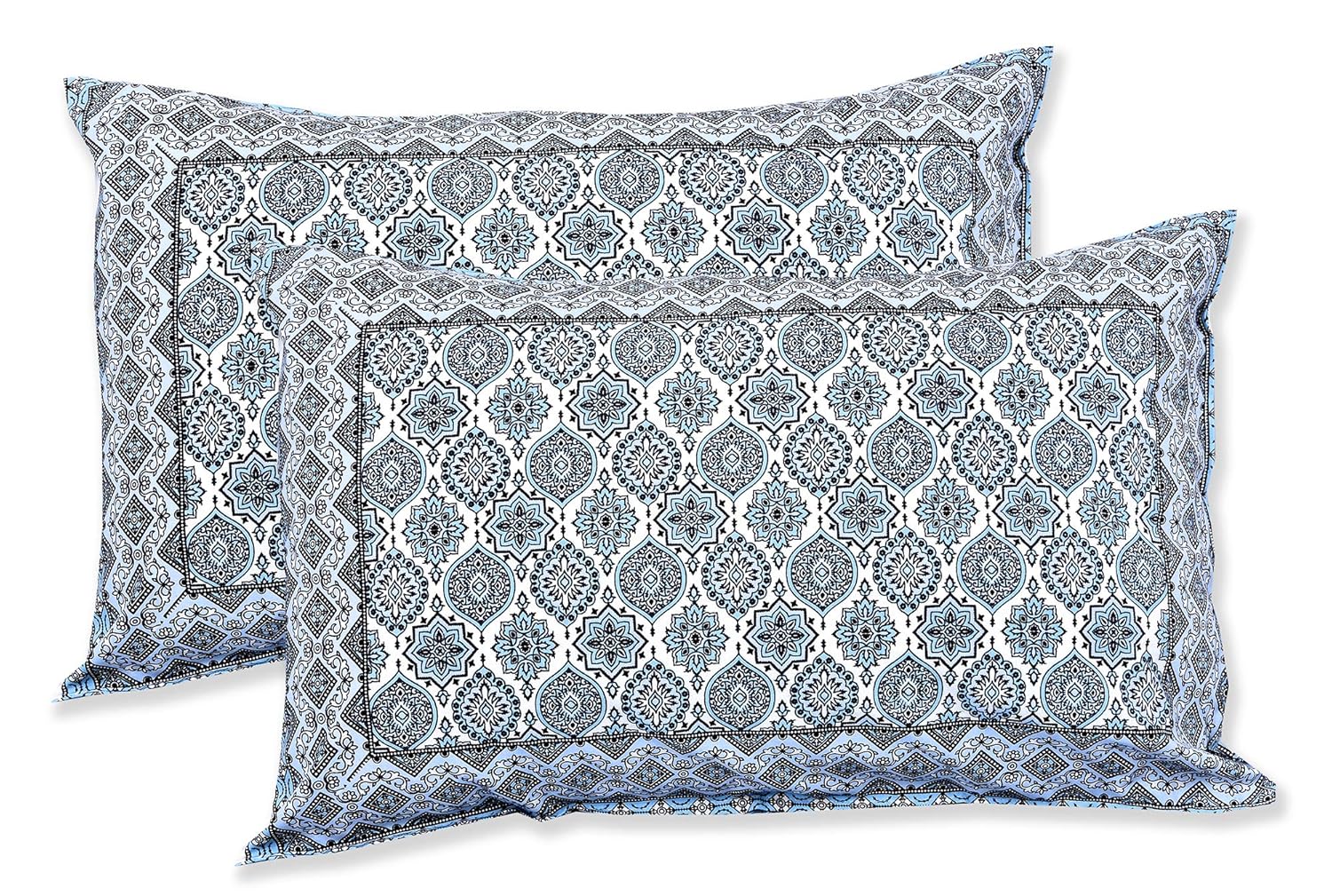 Neeli Chhaon Hand Block Printed Cotton King Bedsheet Set | 90×108 | 240 TC