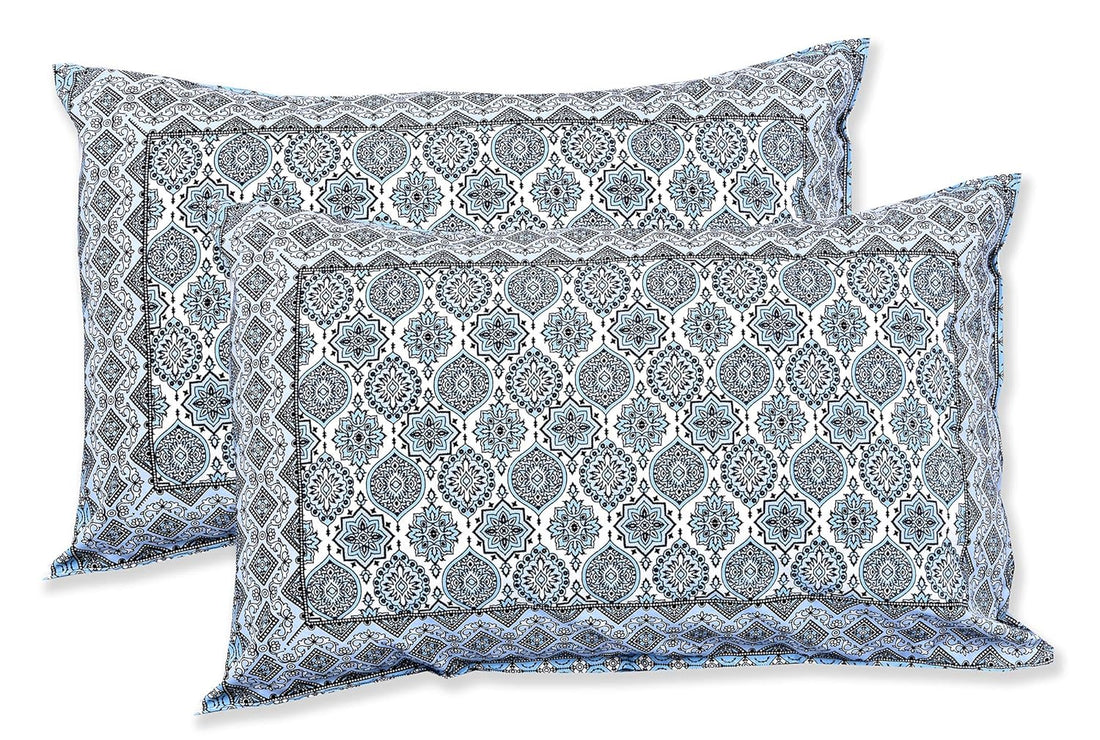 Neeli Chhaon Hand Block Printed Cotton King Bedsheet Set | 90×108 | 240 TC