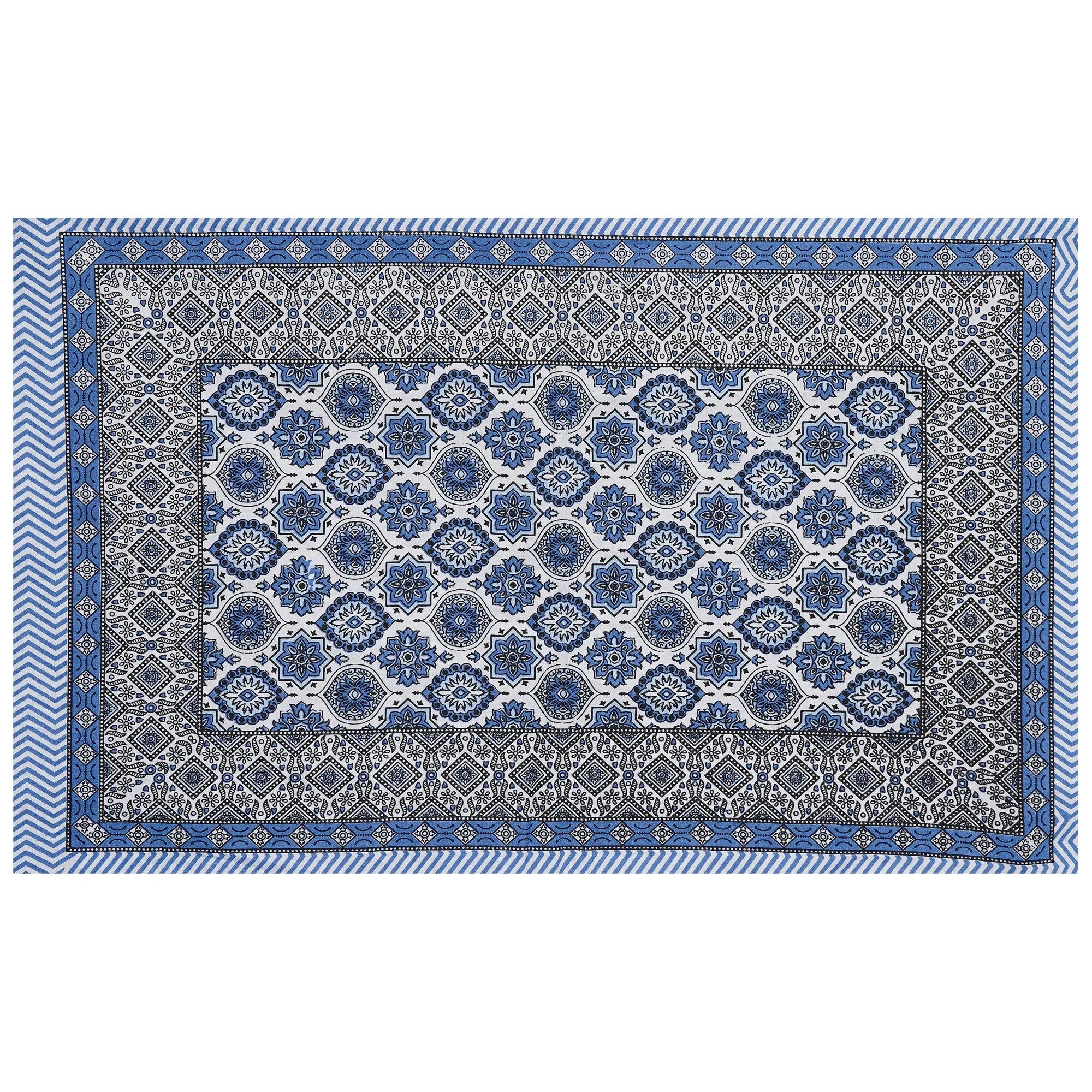 Neeli Chhaon Hand Block Printed Cotton King Bedsheet Set | 90×108 | 240 TC