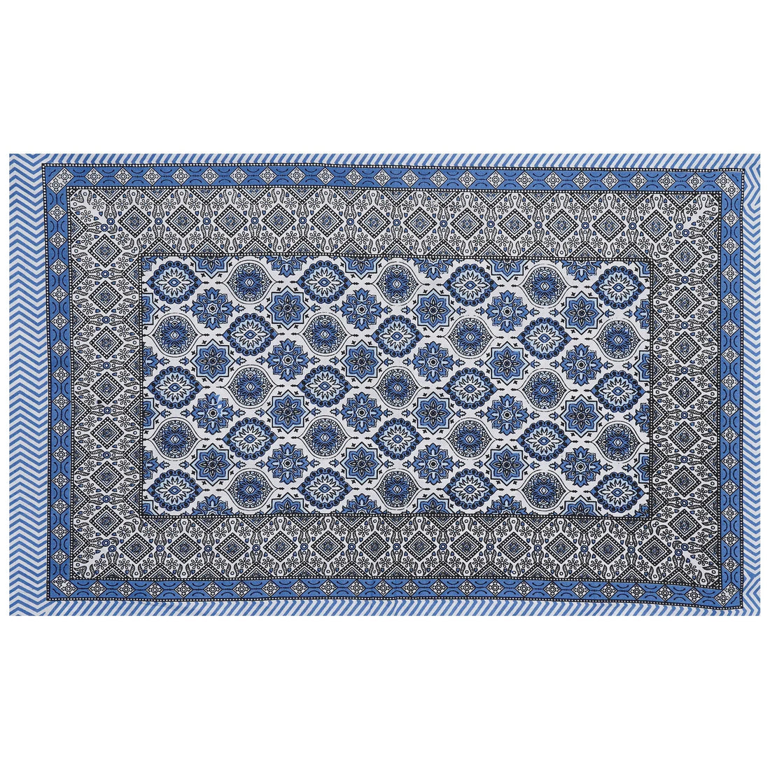 Neeli Chhaon Hand Block Printed Cotton King Bedsheet Set | 90×108 | 240 TC