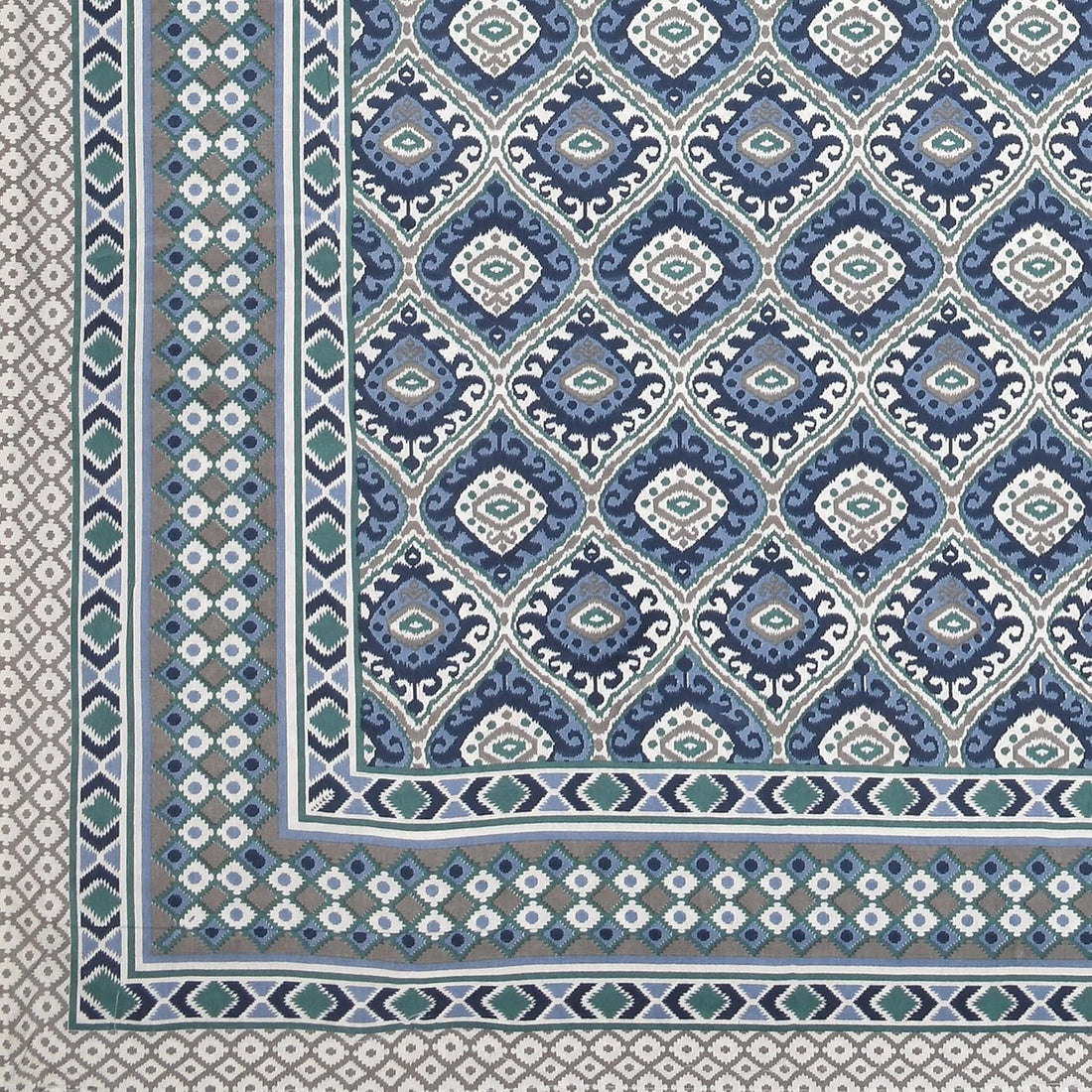 Neeli Jaali Hand Block Printed Cotton King Bedsheet Set | 90×108 | 240 TC
