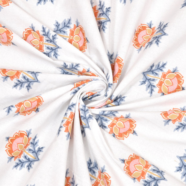 Pink Floral Buta Hand Block Printed Cotton King Bedsheet Set | 90×108 | 240 TC