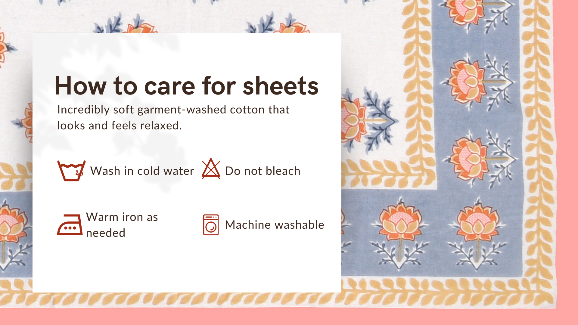 Pink Floral Buta Hand Block Printed Cotton King Bedsheet Set | 90×108 | 240 TC