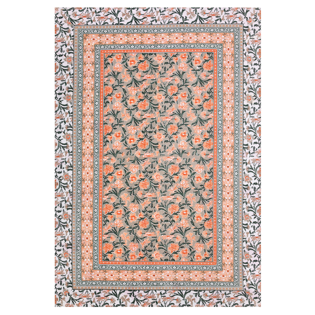 Garden Hand Block Printed Cotton Single Bedsheet | 60x90 inches