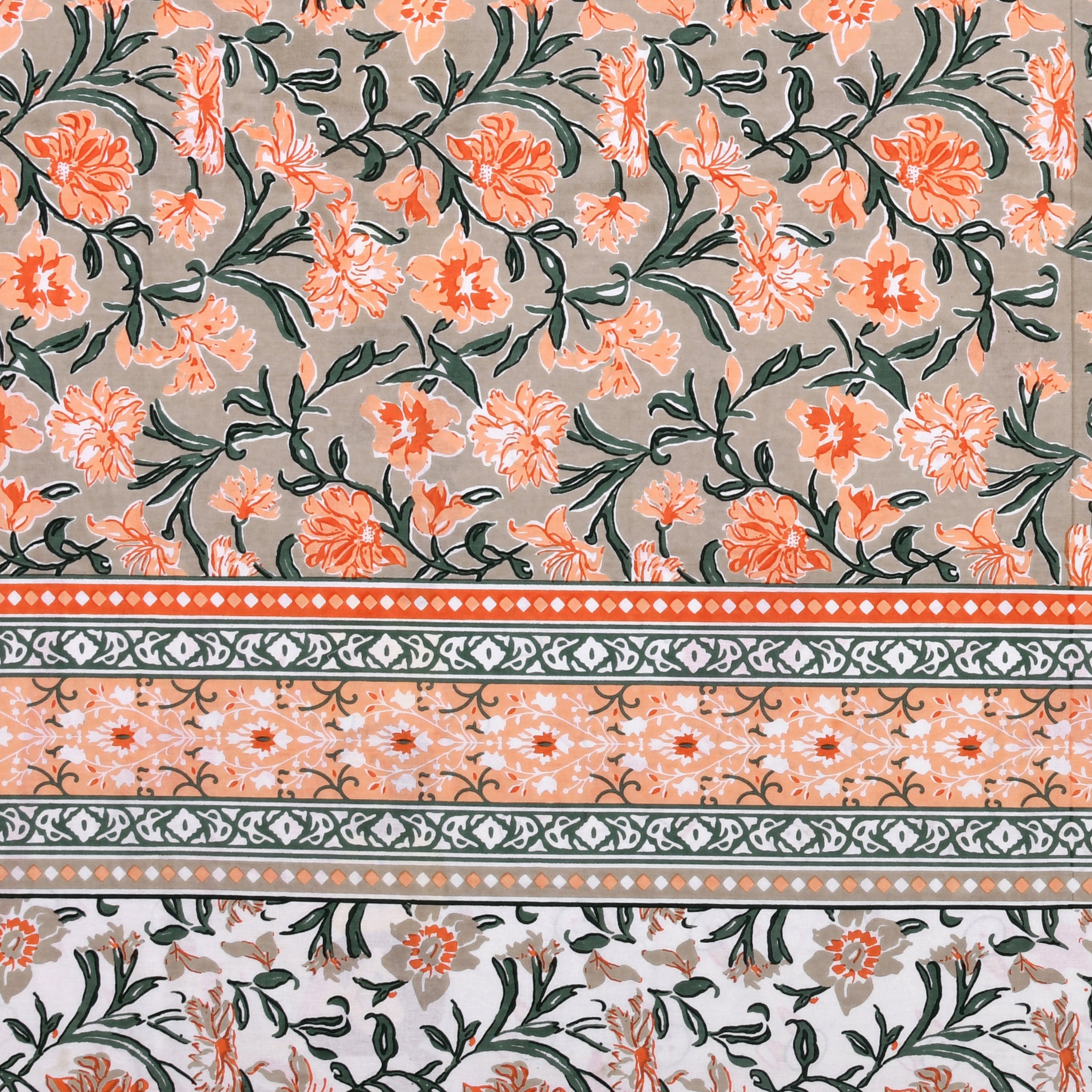 Garden Hand Block Printed Cotton Single Bedsheet | 60x90 inches