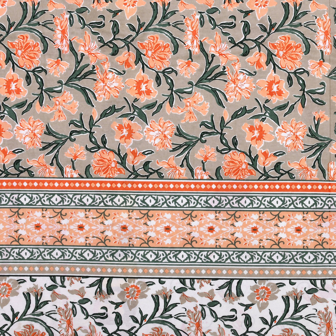 Garden Hand Block Printed Cotton Single Bedsheet | 60x90 inches