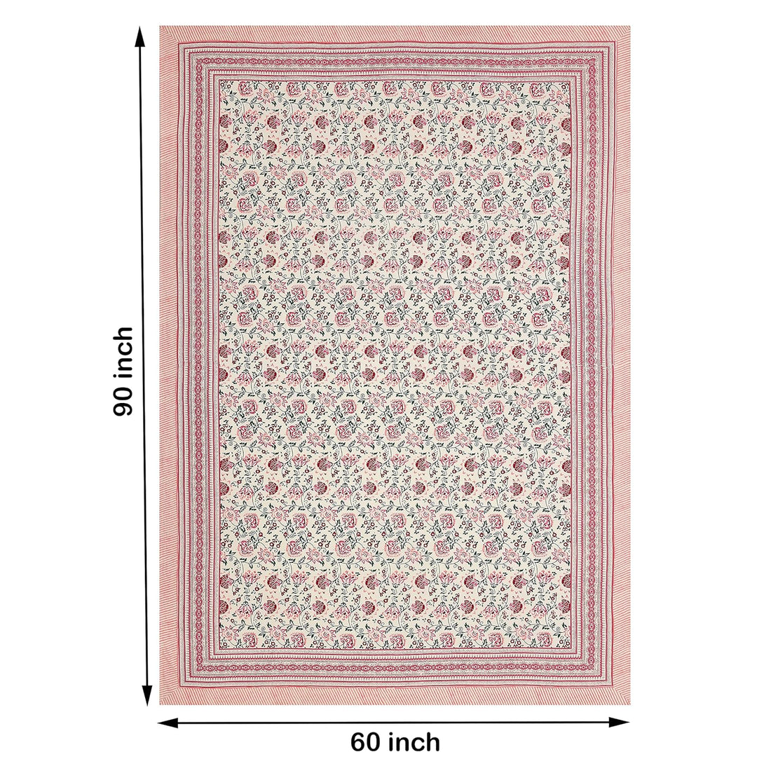 Pink Shalimar Jaal Hand Block Printed Cotton Table Cover I 6 Seater