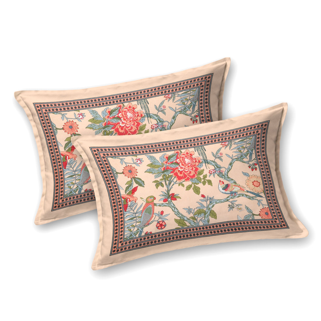 Panchhi Saga Hand Block Printed Cotton King Bedsheet Set | 90×108 | 240 TC
