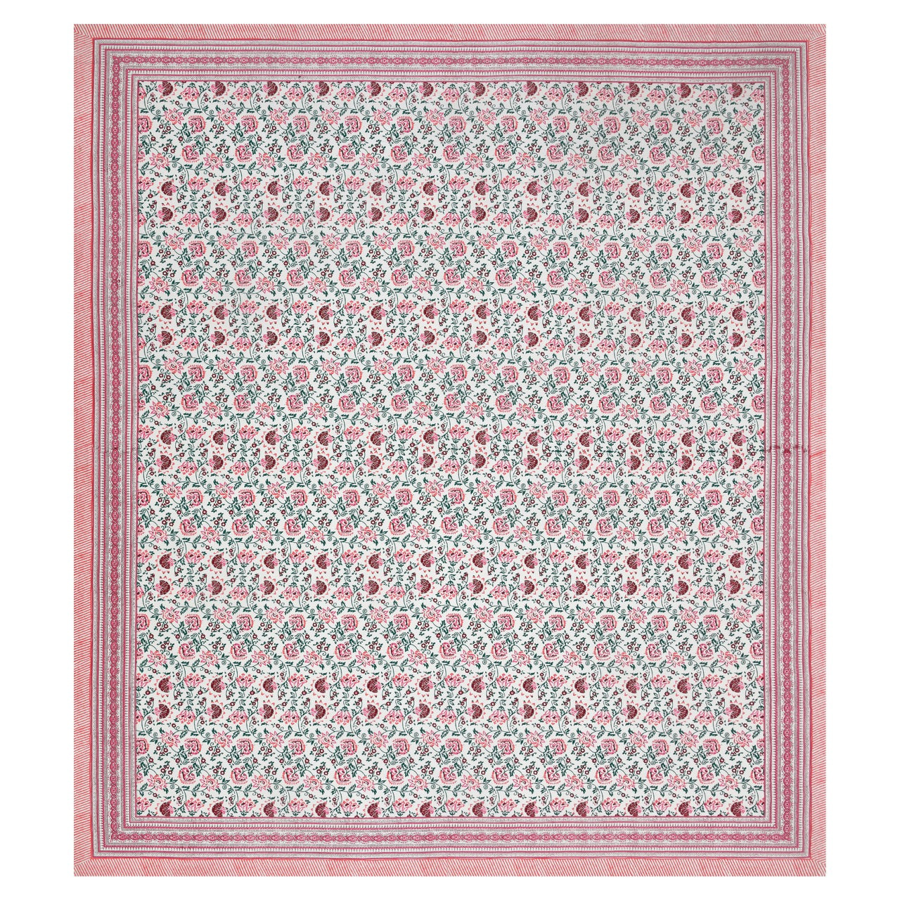 Pink Shalimar Jaal Hand Block Printed Cotton King Bedsheet Set| 90×108 | 240 TC