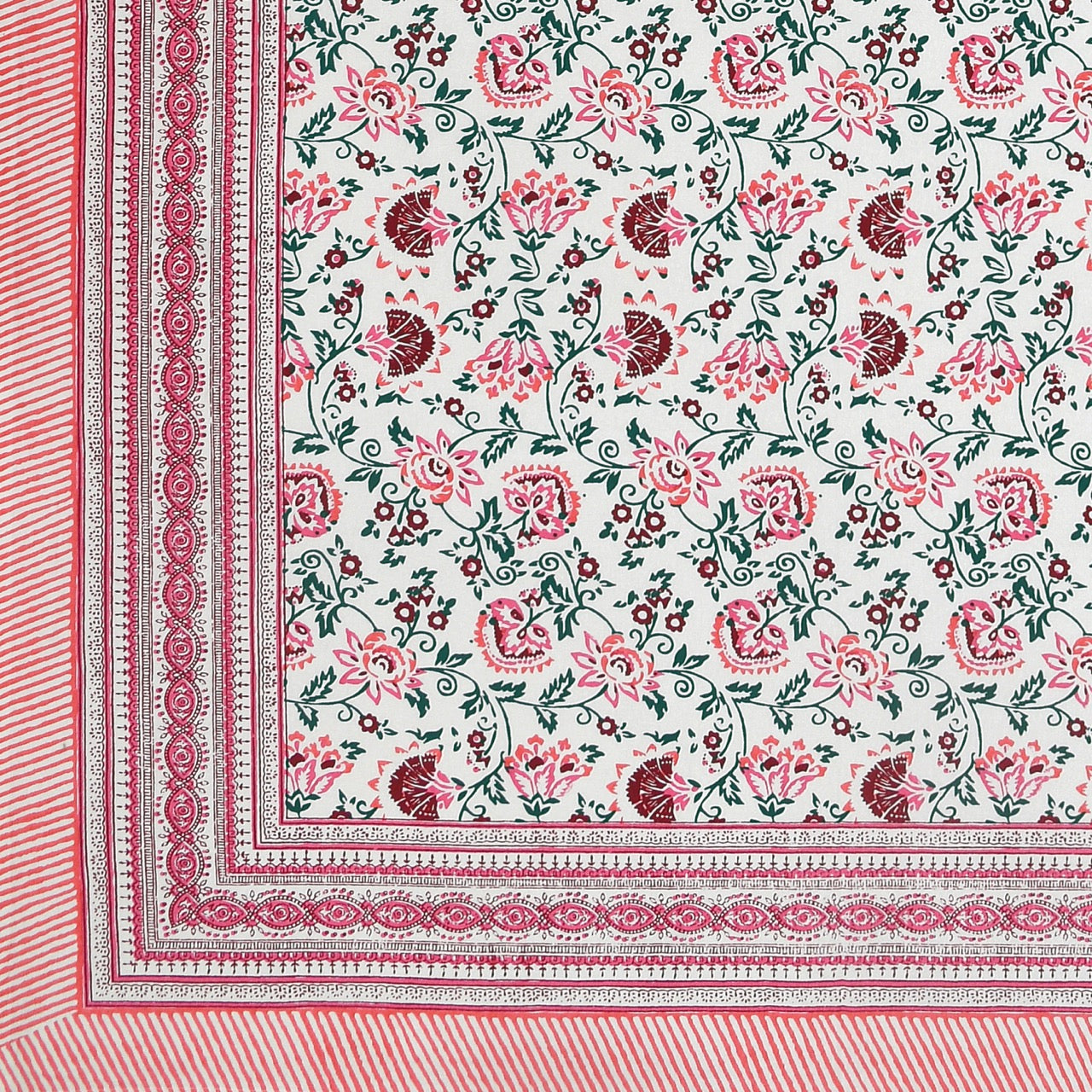 Pink Shalimar Jaal Hand Block Printed Cotton King Bedsheet Set| 90×108 | 240 TC