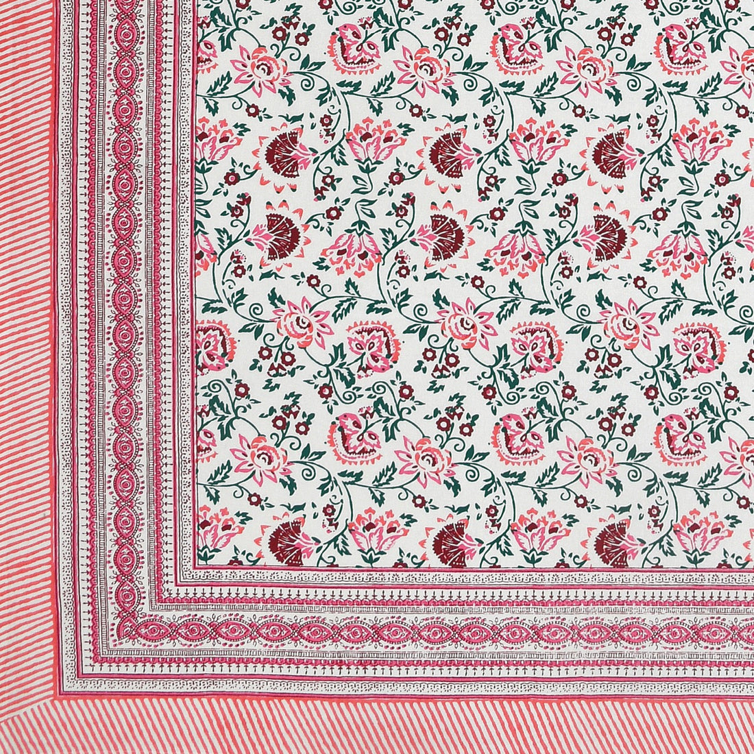 Pink Shalimar Jaal Hand Block Printed Cotton King Bedsheet Set| 90×108 | 240 TC