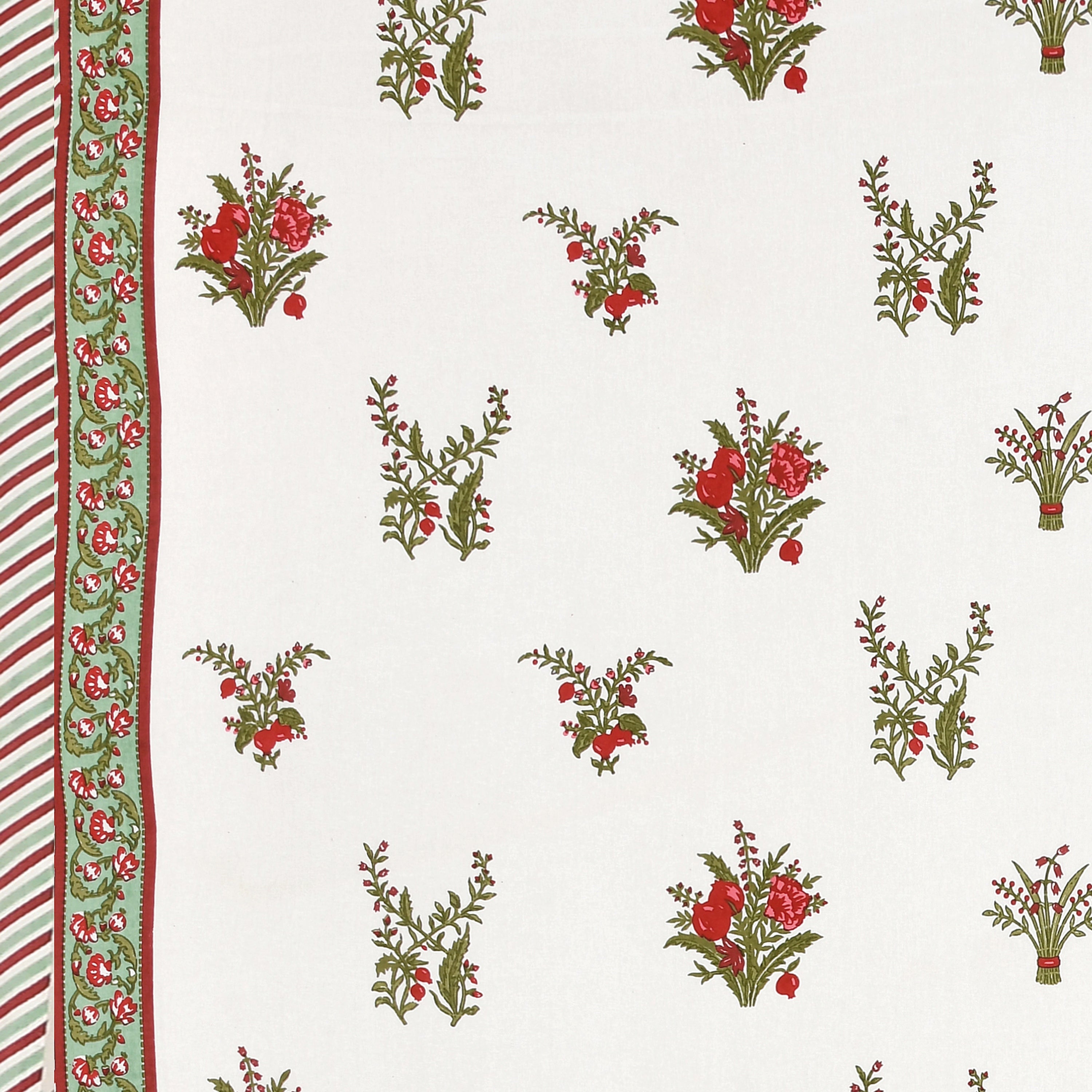 Red Bageecha Hand Block Printed Cotton King Bedsheet Set | 90×108 | 240 TC