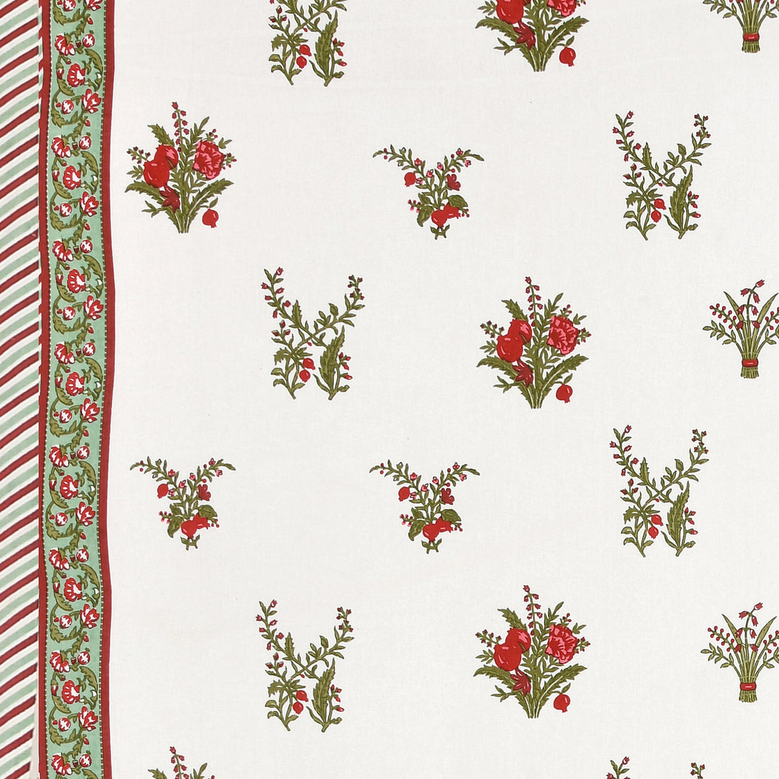 Red Bageecha Hand Block Printed Cotton King Bedsheet Set | 90×108 | 240 TC
