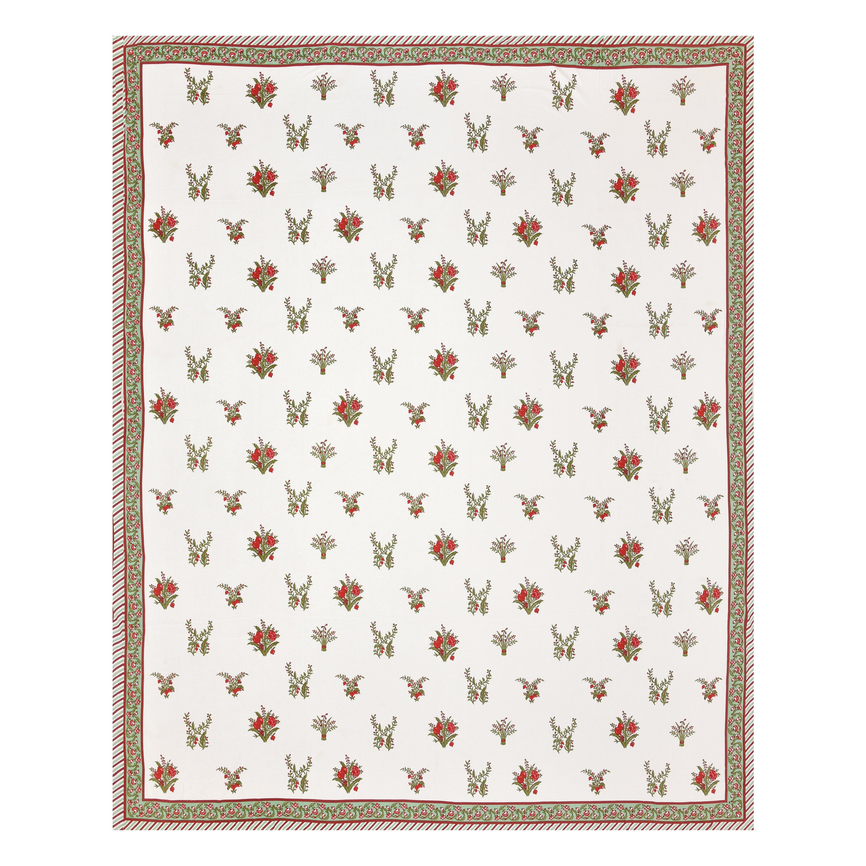 Red Bageecha Hand Block Printed Cotton King Bedsheet Set | 90×108 | 240 TC