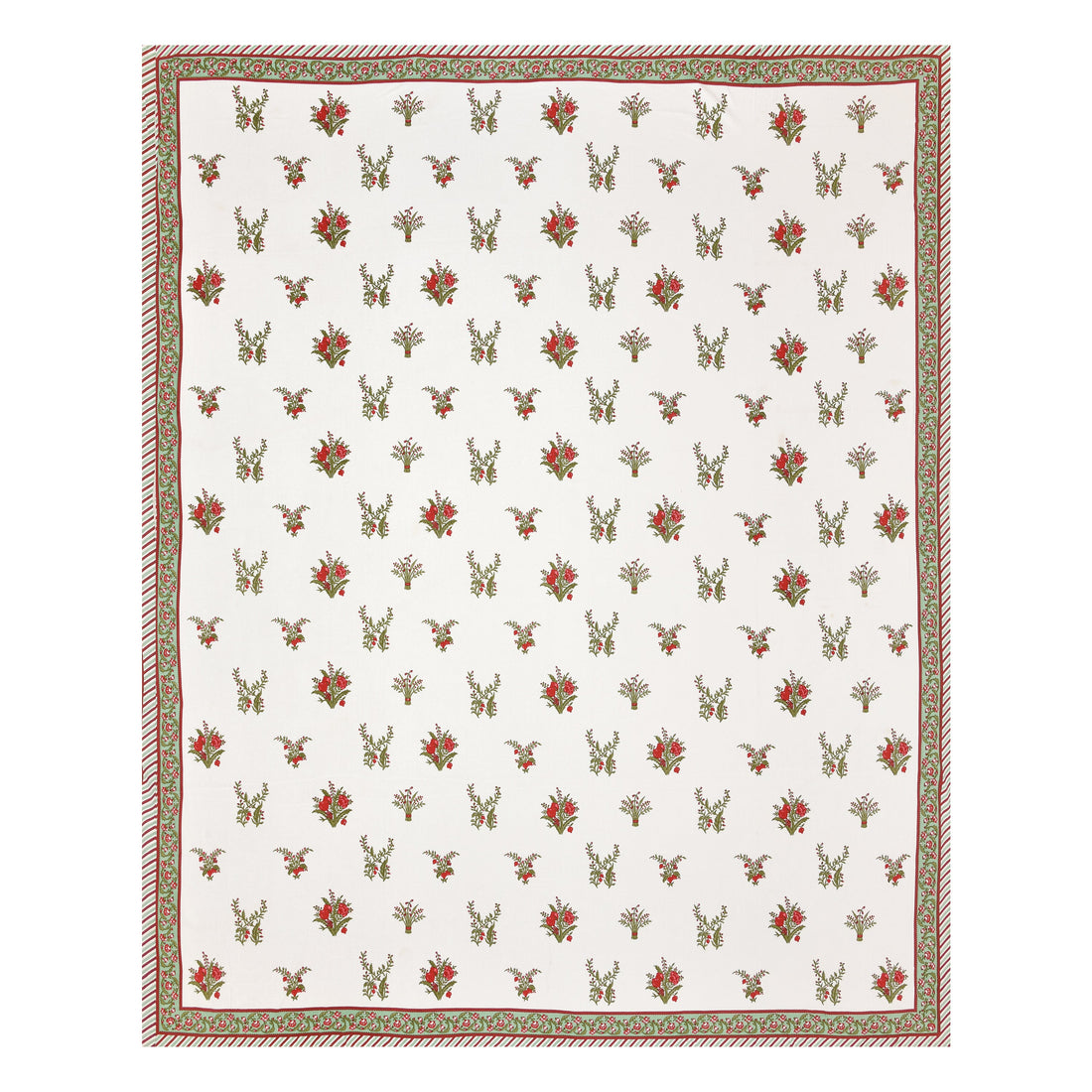 Red Bageecha Hand Block Printed Cotton King Bedsheet Set | 90×108 | 240 TC