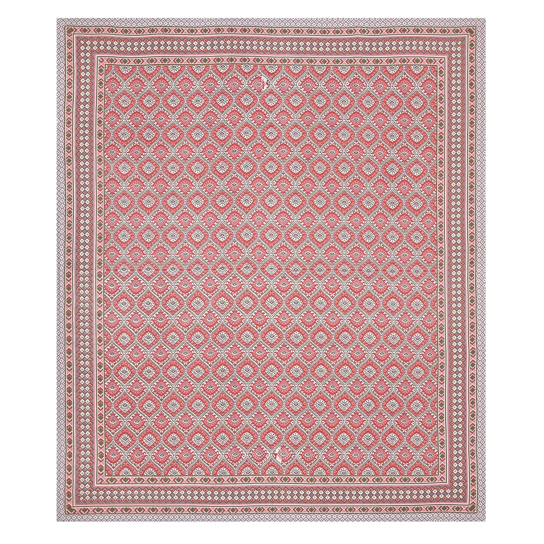 Sindoori Jaali Hand Block Printed Cotton King Bedsheet Set | 90×108 | 240 TC