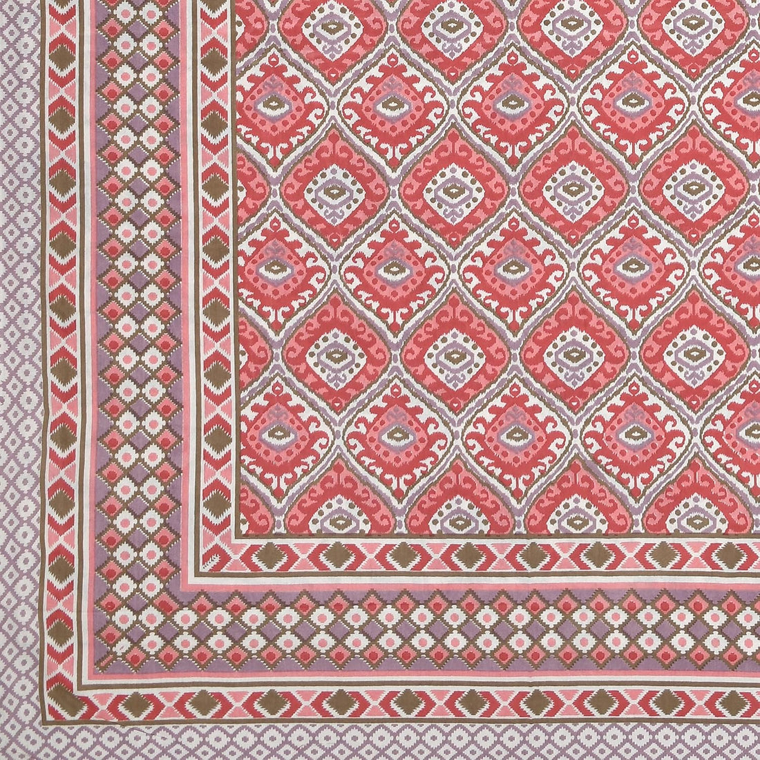Sindoori Jaali Hand Block Printed Cotton King Bedsheet Set | 90×108 | 240 TC
