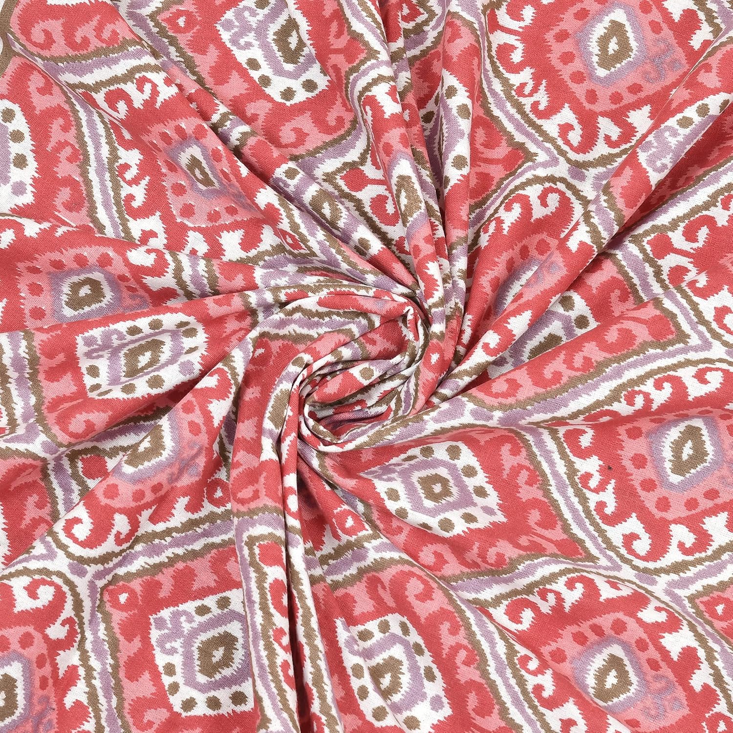 Sindoori Jaali Hand Block Printed Cotton King Bedsheet Set | 90×108 | 240 TC