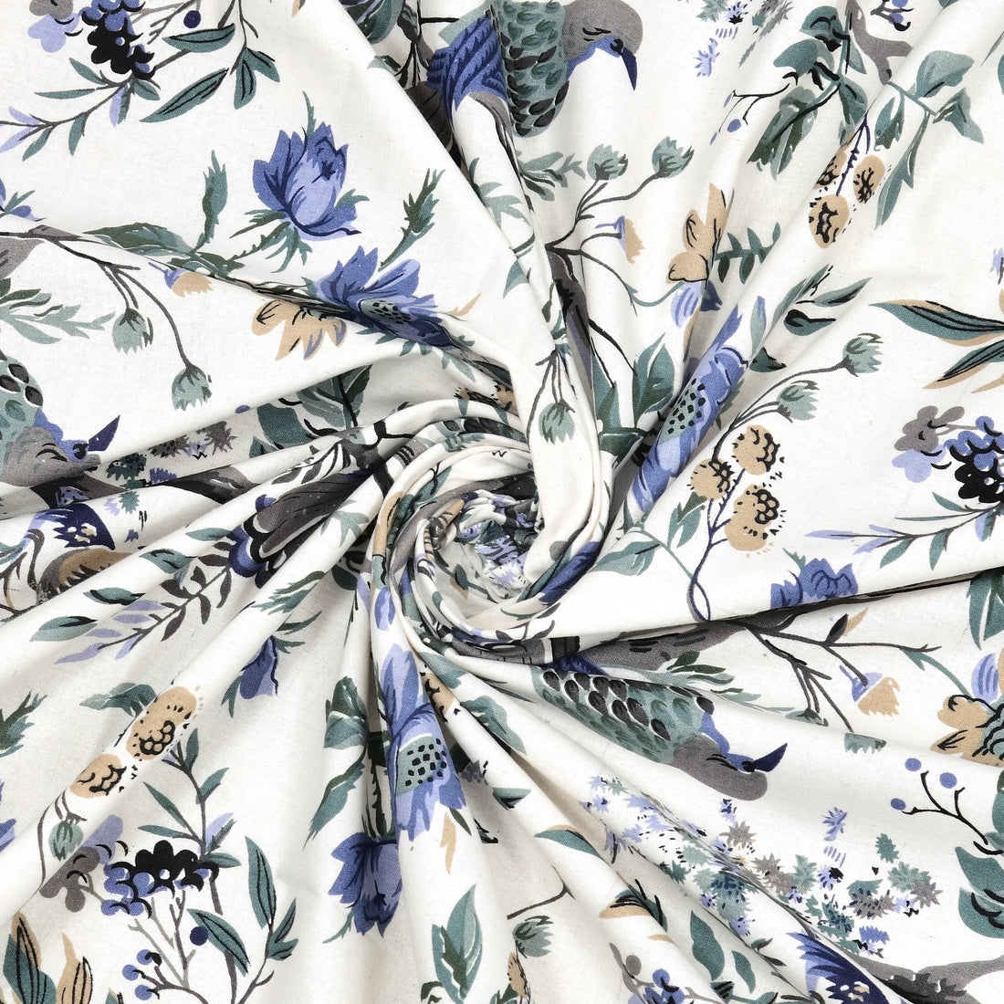 Skyfall Petals Hand Block Printed Cotton Single Bedsheet | 60x90 inches