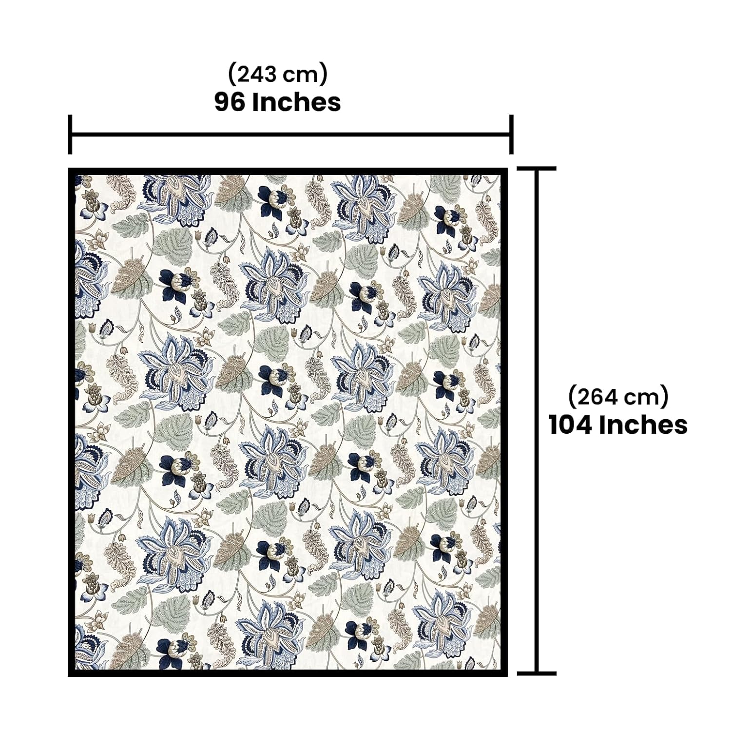 Sapphire Petals Hand Block Printed Cotton King Bedsheet Set | 90×108 | 240 TC