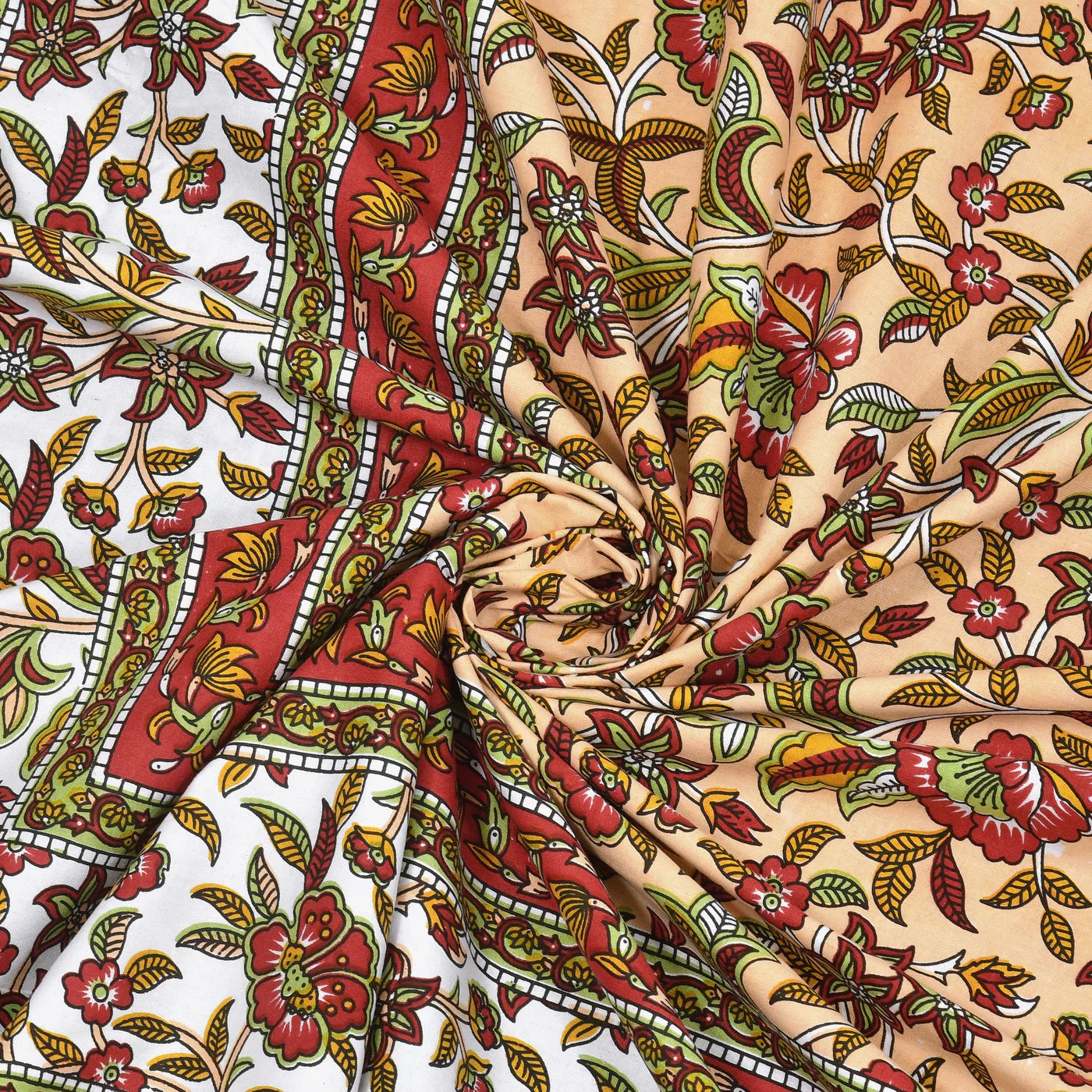 Scarlet Tide Hand Block Printed Cotton Single Bedsheet | 60x90 inches