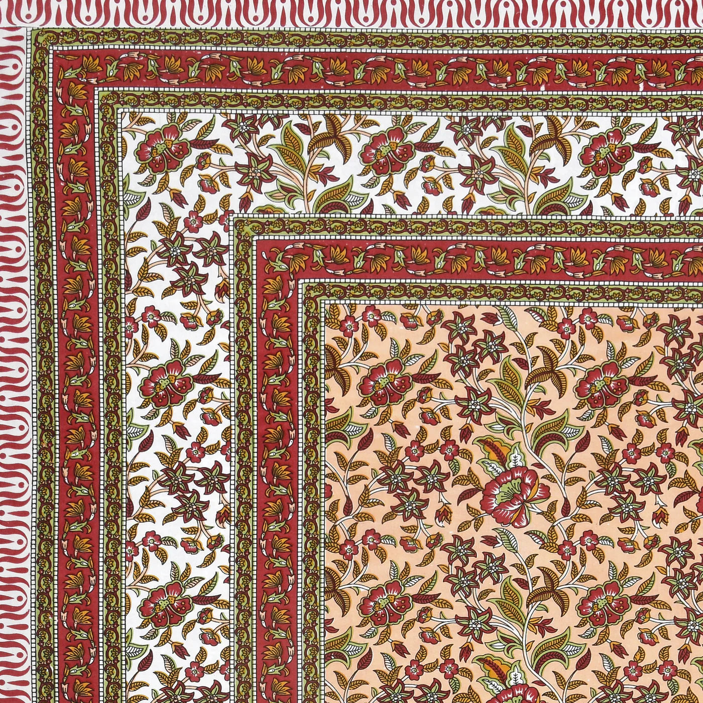 Scarlet Tide Hand Block Printed Cotton Single Bedsheet | 60x90 inches