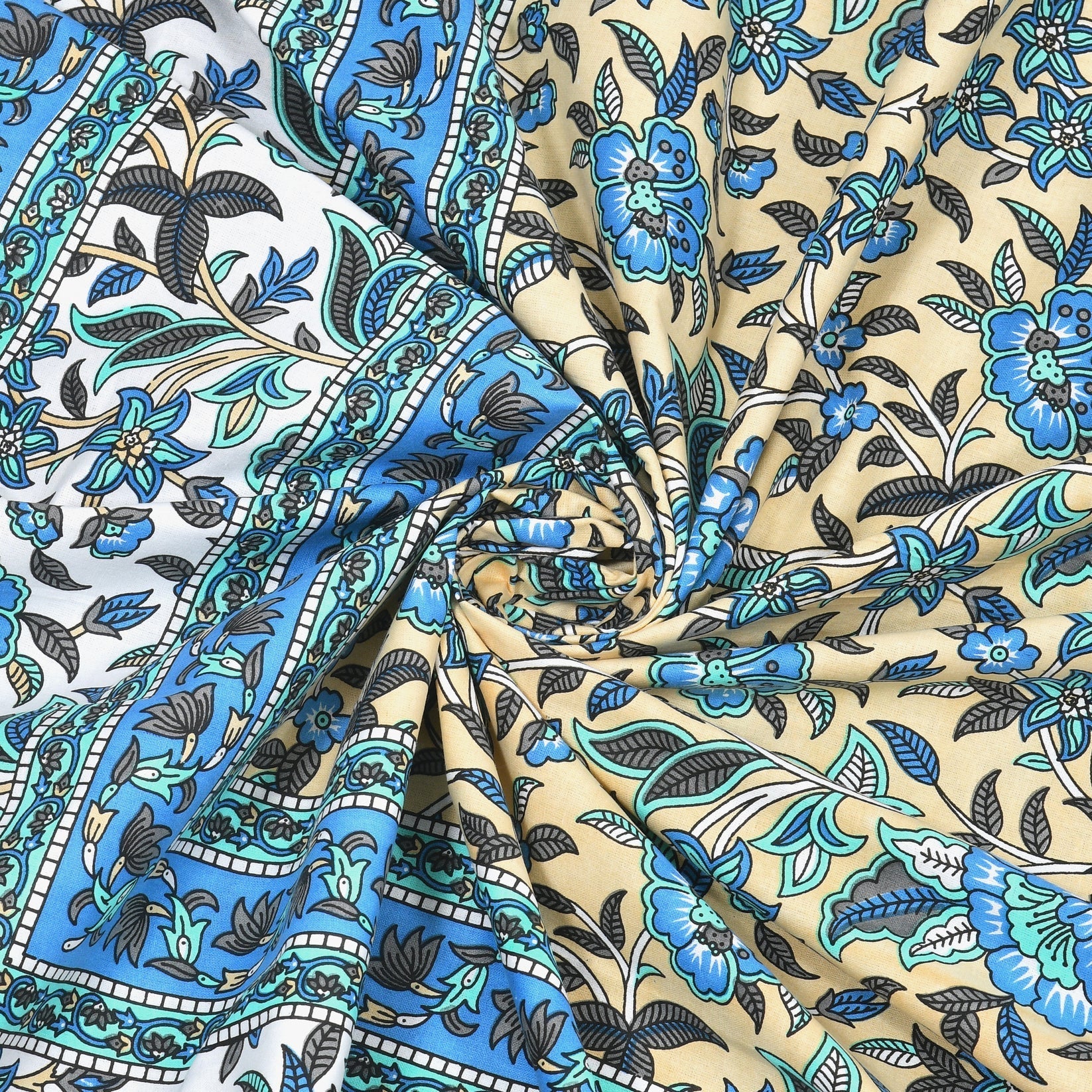 Tropical Hand Block Printed Cotton Single Bedsheet | 60x90 inches