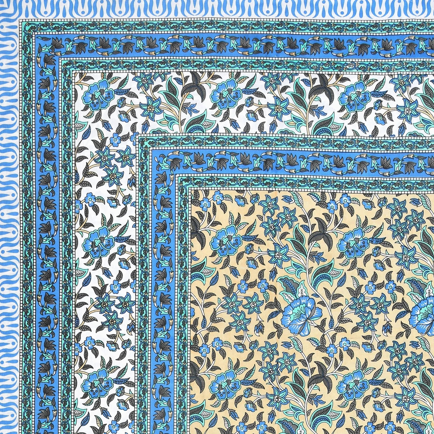 Tropical Hand Block Printed Cotton Single Bedsheet | 60x90 inches