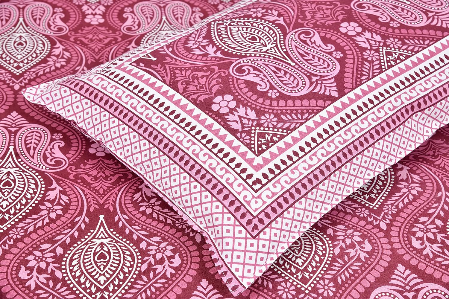 Mughal Wine Garden Hand Block Printed Cotton King Bedsheet Set | 90×108 | 240 TC