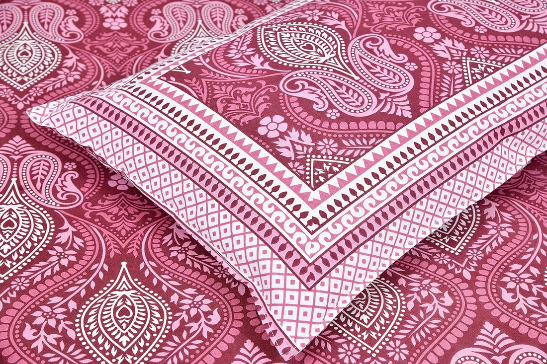 Mughal Wine Garden Hand Block Printed Cotton King Bedsheet Set | 90×108 | 240 TC
