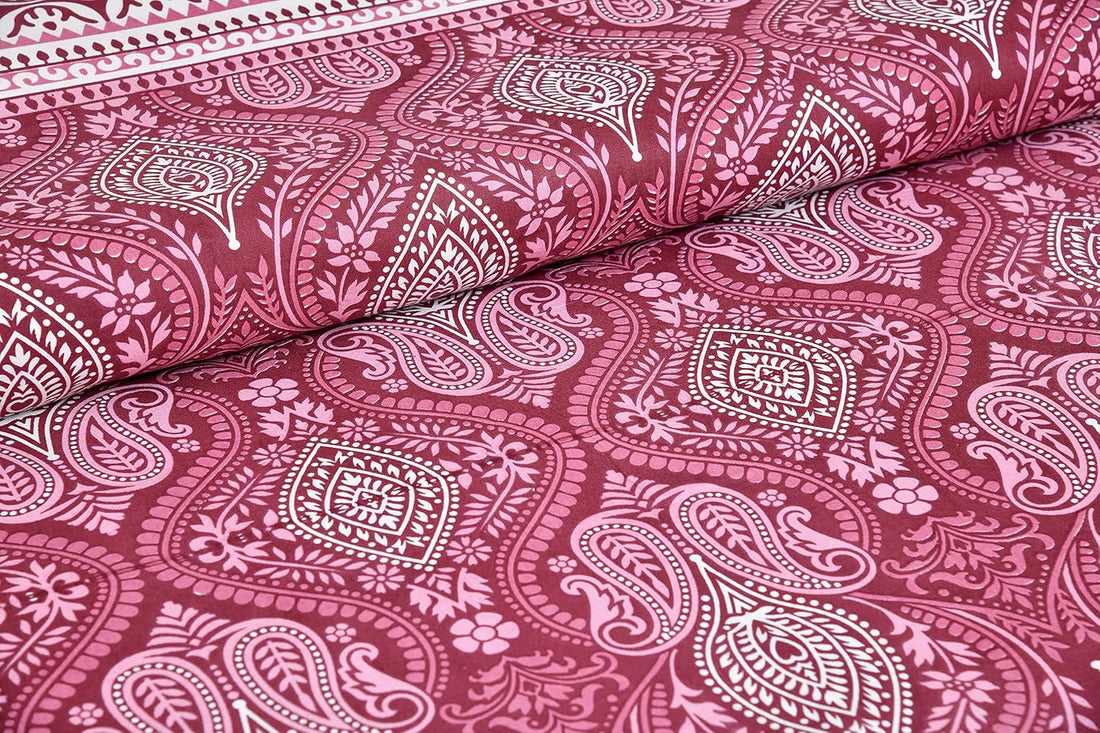 Mughal Wine Garden Hand Block Printed Cotton King Bedsheet Set | 90×108 | 240 TC