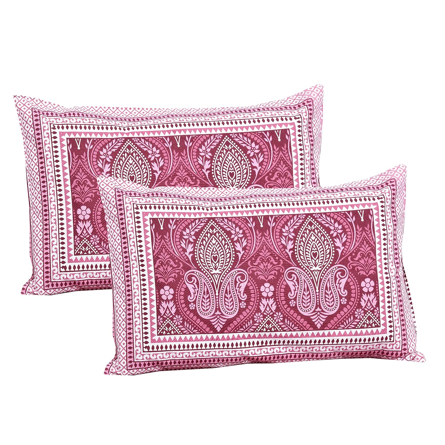 Mughal Wine Garden Hand Block Printed Cotton King Bedsheet Set | 90×108 | 240 TC