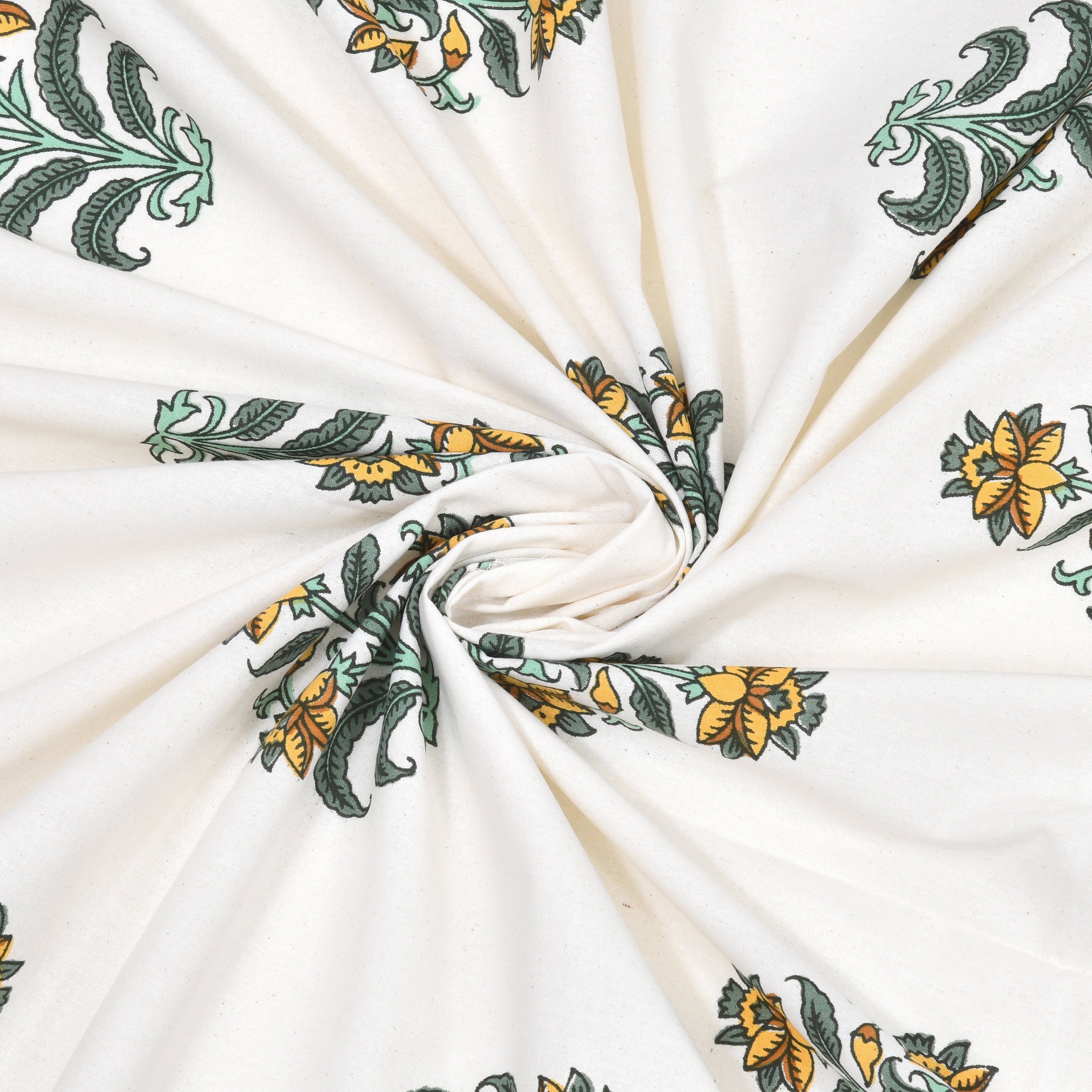Yellow Rose Petals Hand Block Printed Cotton King Bedsheet Set | 90×108 | 240 TC