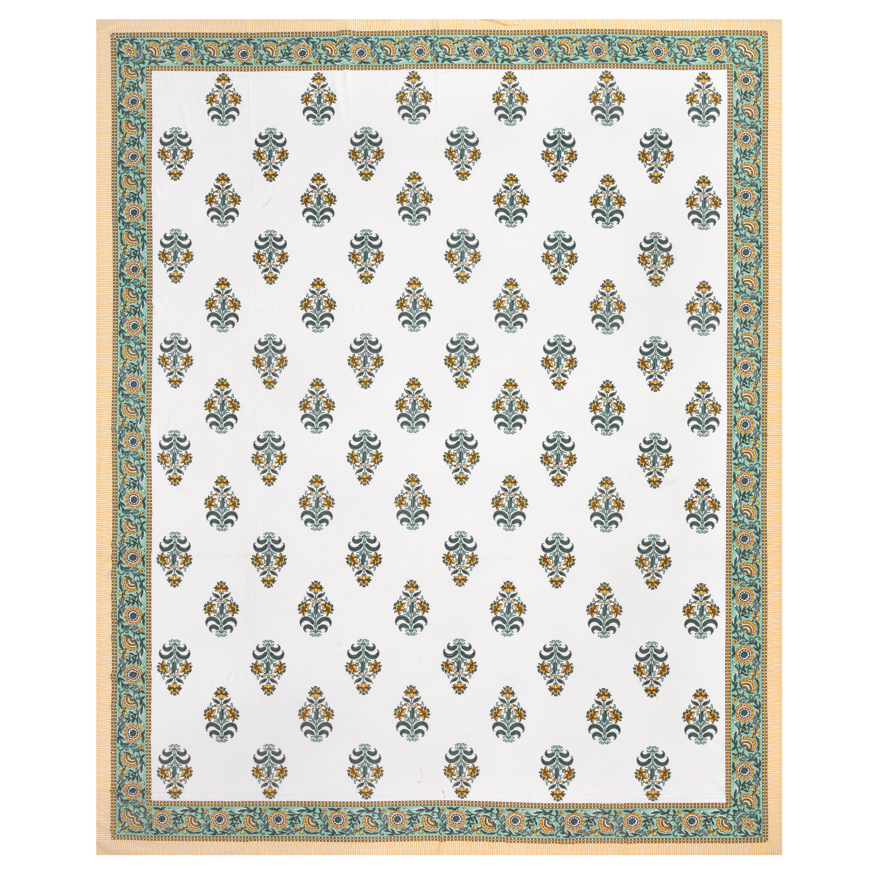 Yellow Rose Petals Hand Block Printed Cotton King Bedsheet Set | 90×108 | 240 TC
